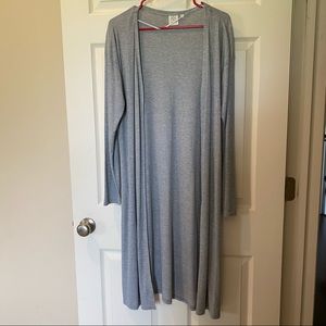 Daisy Fuentes Large Long Gray Ribbed Cardigan